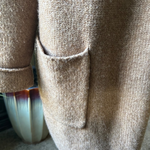 Tahari Tan Cream Wool Acrylic Nylon Knit Hooded Cardigan size 2X - Picture 4 of 13